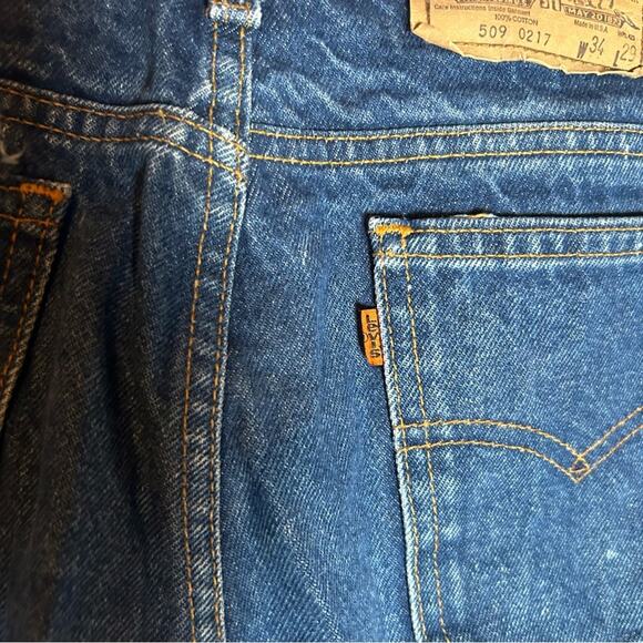 Vintage Levi’s 509 2017 Orange Tab Straight Leg Denim Blue Jeans Size 34X29 - Picture 8 of 9